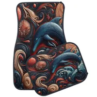 Vibrant Dolphin Ocean Art Car Floor Mat