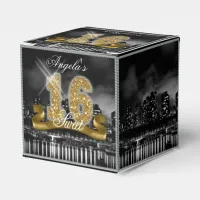 City Lights Sweet Sixteen Gold ID243 Favor Boxes