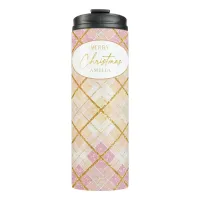 Pink Gold Christmas Pattern#28 ID1009 Thermal Tumbler