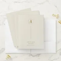 Elegant Glitter Gold Monogram Creamy White Pocket Folder