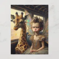 Giraffe and Annoyed Fairy Postcard