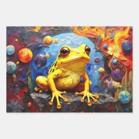 Cute little frogs sitting on a pond Wrapping Paper