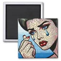 Pretty Pop art Comic Sad Woman with Tears Magnet