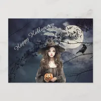 Halloween Witch in Moonlight  Postcard