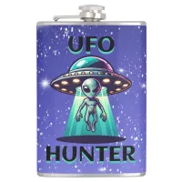 Ai Art with UFO Beaming up an Alien | UFO Hunter Flask