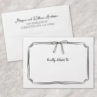 Hand Drawn Timeless Whimsical Black and White Bow Envelope