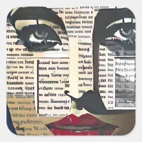 Abstract Art | Lady's Face Digital Text Art Square Sticker