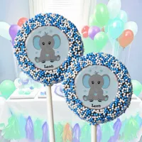 Cute baby elephant in blue for boys birthday  chocolate covered oreo pop