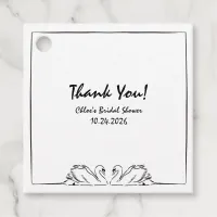 Timeless Handwritten Swan Bridal Shower Thank You Favor Tags
