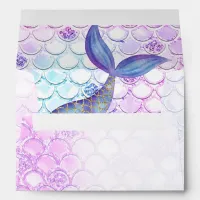 Purple Glitter Mermaid  Envelope