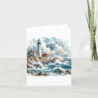 Coastal Beach Lighthouse Thank You Card