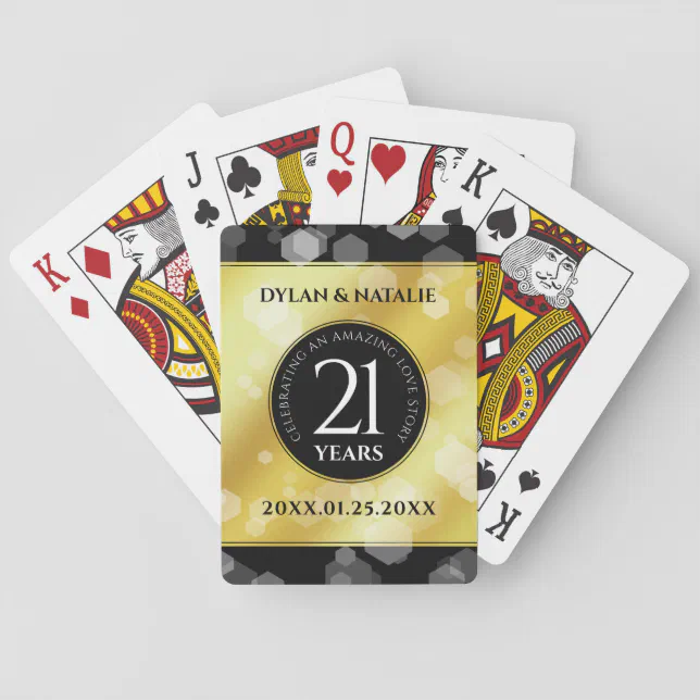 Elegant 21st Brass Wedding Anniversary Celebration Poker Cards