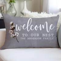 Welcome To Our Nest Farmhouse Rustic Cotton Custom Lumbar Pillow