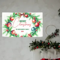 Festive Christmas Holiday Wreath Paper Placemat Banner