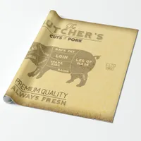 Distressed Butcher Cuts of Pork Pig Diagram Chef Wrapping Paper