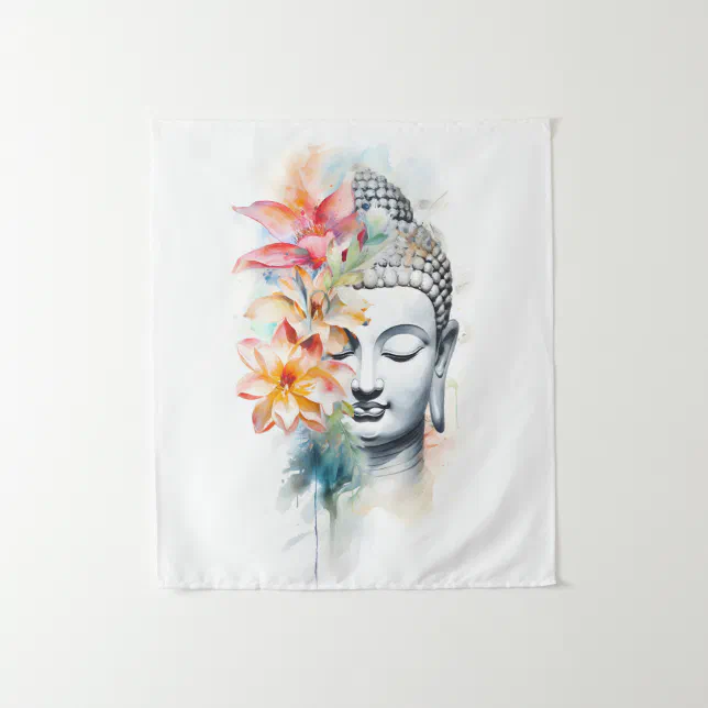 Portrait Buddha Charcoal Watercolor Art Poster Tapestry