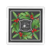 Merry Berry Bright Christmas Wreath ID591 Acrylic Tray