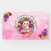 Pink Girl's Baby Shower Caucasian Baby Whimsical  Banner