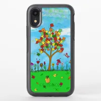 Colorful Fall Leaves Autumn Tree and Pumpkin OtterBox Symmetry iPhone XR Case