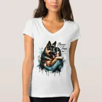 Woman Hugging German shepherd With Never Leave Me T-Shirt