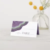 Agate Geode Glitter Wedding Table Violet ID647 Place Card