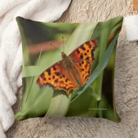 Beautiful Orange Satyr Comma Butterfly Throw Pillow