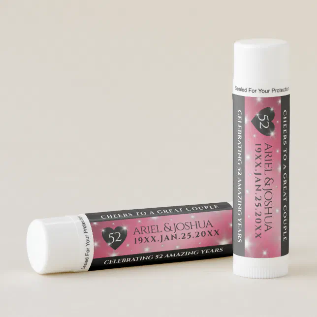 Elegant 52nd Star Ruby Wedding Anniversary Lip Balm