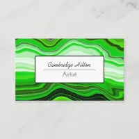Green and Black Abstract Fluid Art   Business Card
