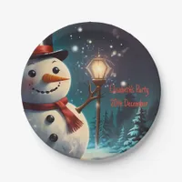 Cheerful Snowman Party Invitation  - Festive Card. Paper Plates