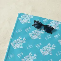 Modern Coral Coastal  Beach Towel