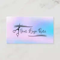 Pastel Pink Aqua Blue Holographic Gradient Logo Business Card