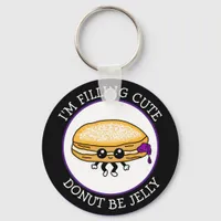 Cute Funny Kawaii Style Jelly Donut Puns Keychain