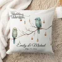 Rustic Woodland Love Birds Celebration Throw Pillow