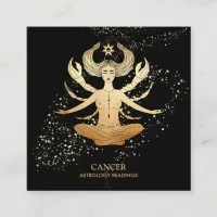 *~* CANCER Zodiac Astrology Reading Gold and Black Square Business Card