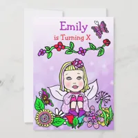 Blonde Haired Caucasian Fairy Birthday Invitation