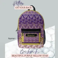 Purple Yellow Star Pattern  Printed Backpack