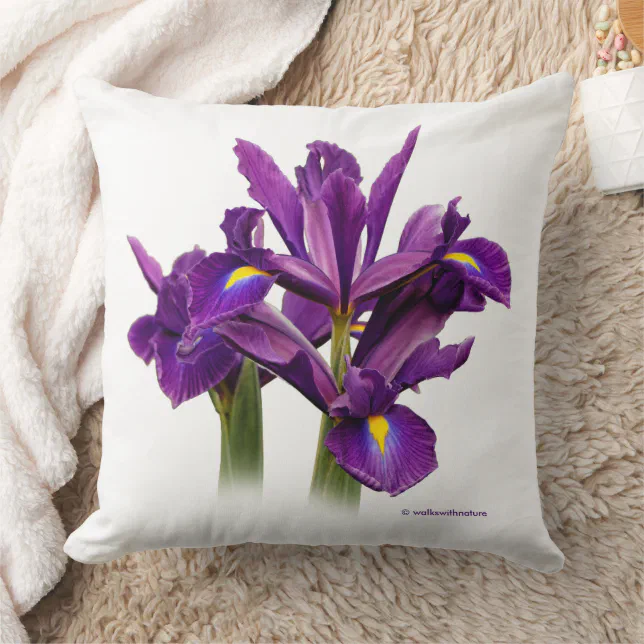 Stunning Floral Dutch Iris Purple Sensation Throw Pillow