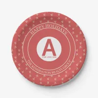 Rustic Corporate Business Holiday Winter Red Paper Plates
