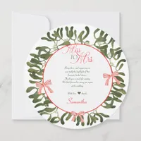 Miss to Mrs. Coquette Mistletoe Bridal Shower  Thank You Card