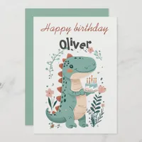 Dinosaur Fifth Birthday Greeting Card