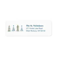 Cute Christmas trees doodle Label