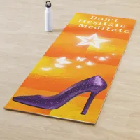 Purple Glitter High Heel Shoe on Orange | Yoga Mat