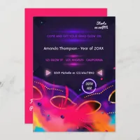 Neon Glow Graduation Party Invitation