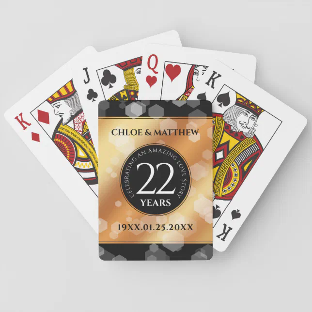 Elegant 22nd Copper Wedding Anniversary Hand Fan Poker Cards