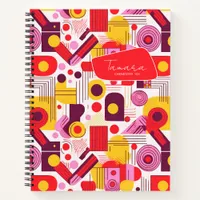 Retro Geometric Abstract Pat#13 Red Orange ID1067 Notebook