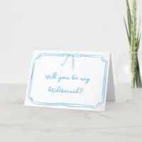 Handwritten Coquette Bow Bridesmaid Proposal Card