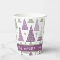 Purple Green Christmas Merry Pattern#25 ID1009 Paper Cups