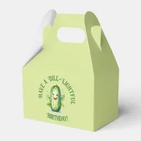 Cute Green Cartoon Pickle Birthday Favor Boxes