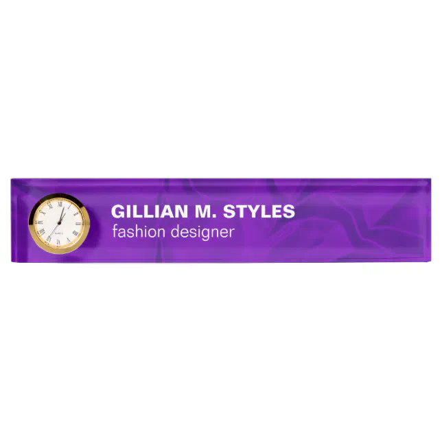 Luxurious Crushed Purple Satin Desk Name Plate