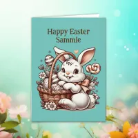 Vintage Easter Bunny and Coloring Page Card